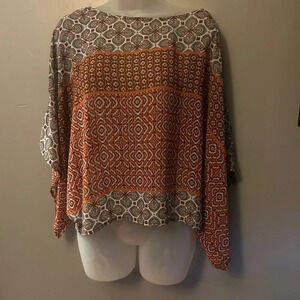 Forever 21 shirt - boho print kimono sleeve sheer top